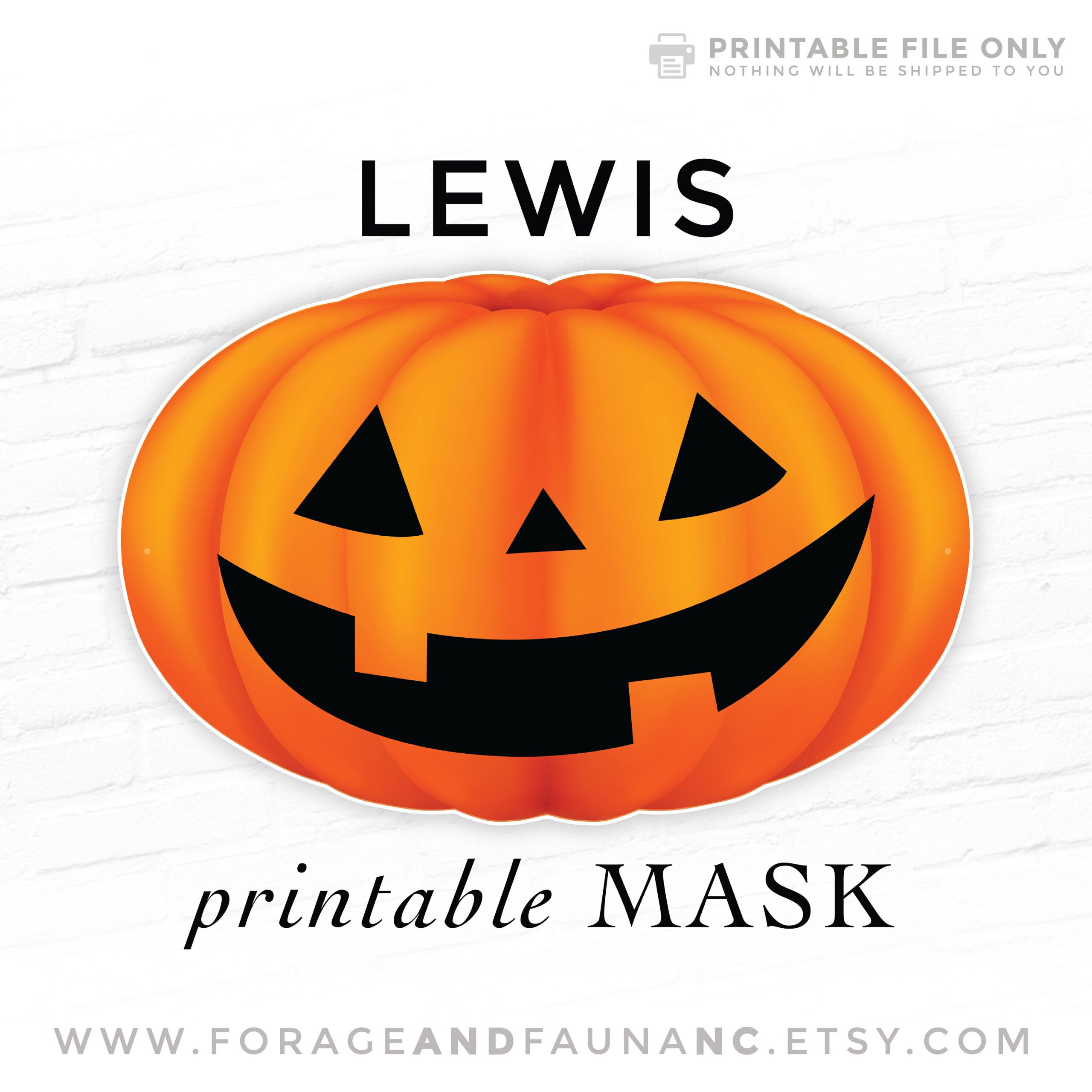 My Name Is Lewis - Halloween Pumpkin Printable Mask - Etsy for Pumpkin Face Mask Printable