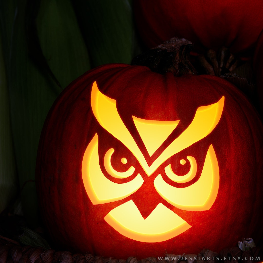 Owl Face Pumpkin Carving Stencil: Halloween Jack-O-Lantern pertaining to Pumpkin Carving Stencils Printable Owl