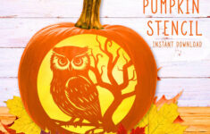 Owl Pumpkin Stencil, Pumpkin Carving Stencil, Printable Pumpkin within Pumpkin Stencil Printable Owl