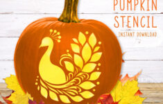 Peacock Pumpkin Stencil, Bird Printable Stencil, Bird Jack O throughout Printable Thanksgiving Pumpkin Carving Patterns