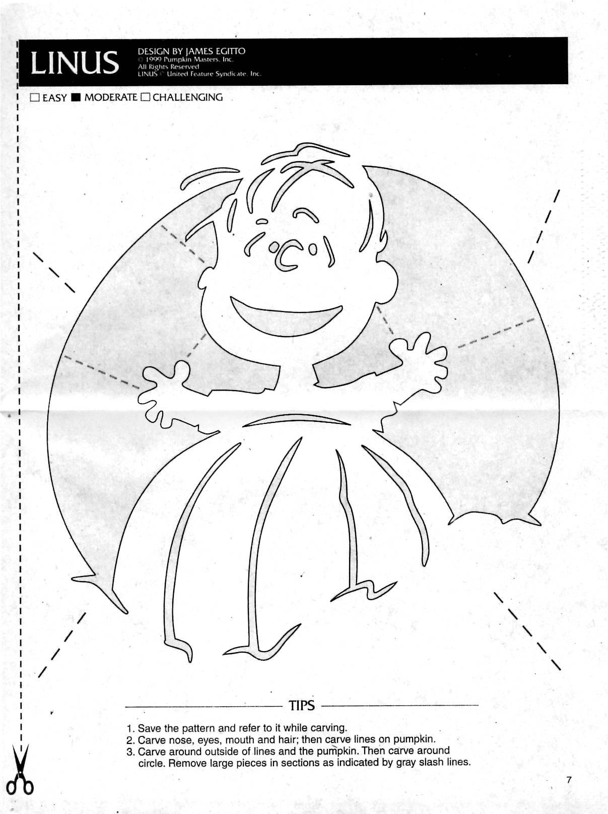 Peanuts/Charlie Brown: Linus (Pumpkin Stencil - Pumpkin Pattern with Printable Charlie Brown Pumpkin Carving