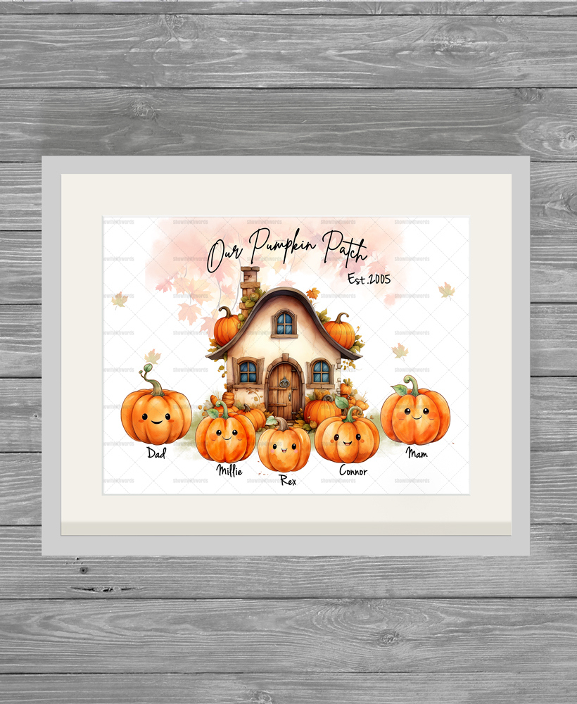 Personalised Family Pumpkin Autumn Halloween Print Frame - Show It inside Pumpkin Picture Frame Printable