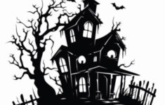 Printable Haunted House Stencils Pumpkin Carving inside Printable Haunted House Pumpkin Stencils