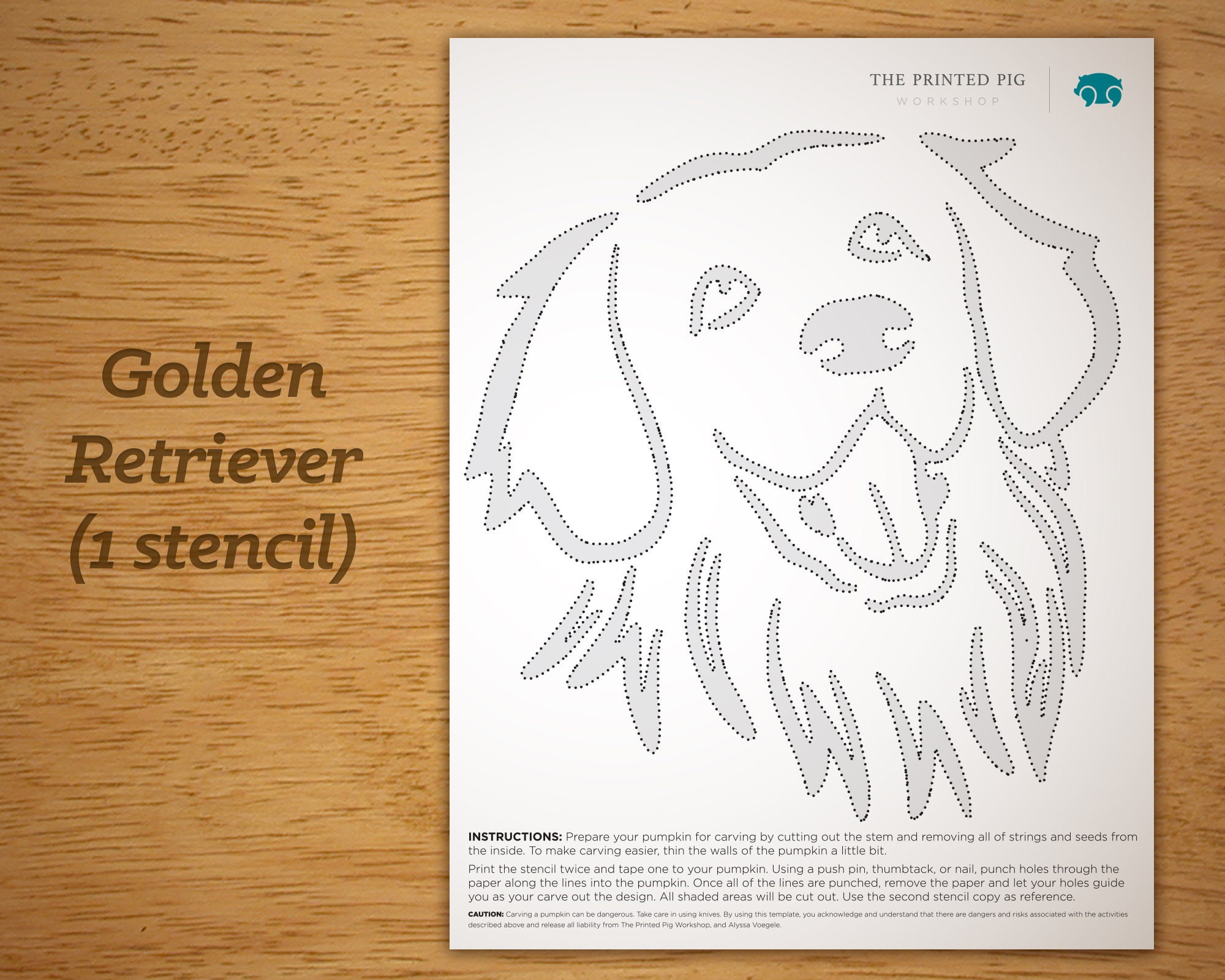Printable Pumpkin Carving Pattern: Golden Retriever - Etsy Uk throughout Golden Retriever Pumpkin Stencil Printable