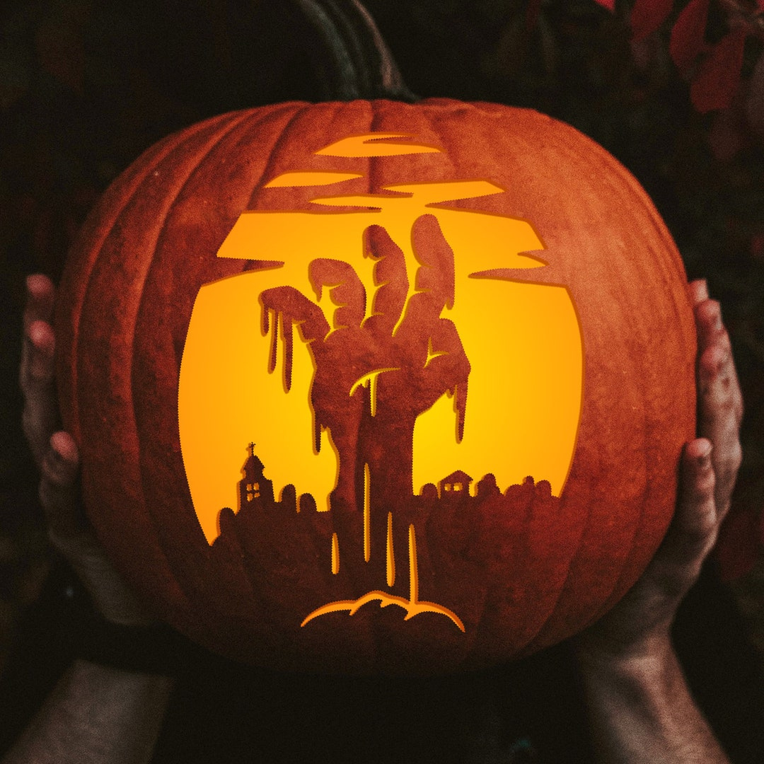 Printable Pumpkin Carving Pattern: Zombie Hand - Etsy within Zombie Pumpkin Carving Pattern