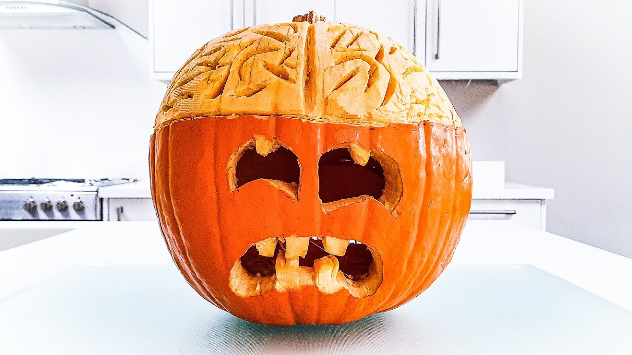 Pumpkin Carving An Open Brain Zombie pertaining to Zombie Faces For Pumpkins