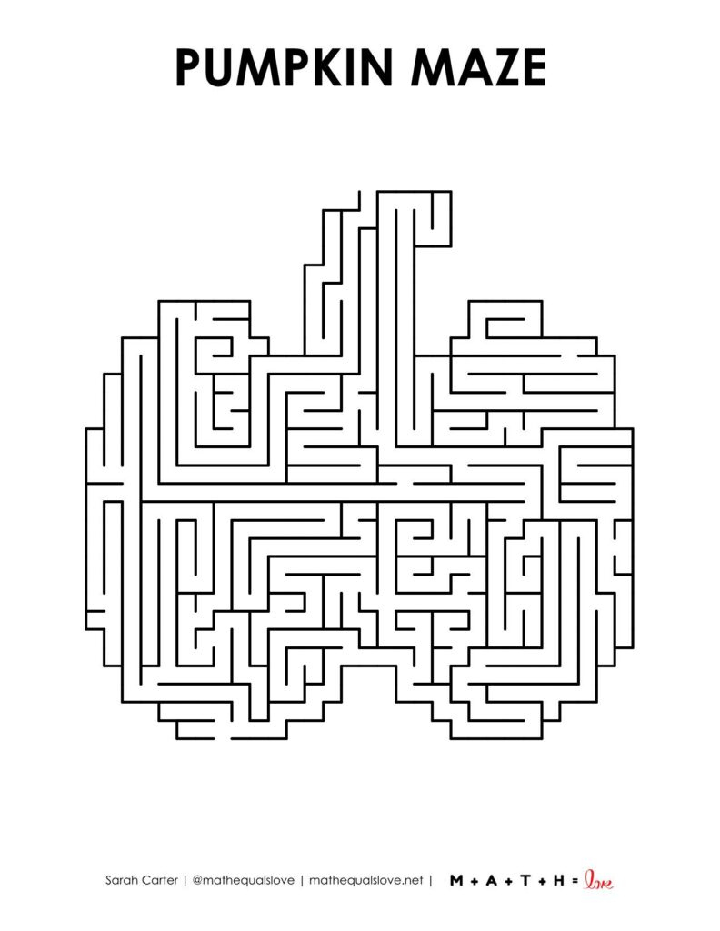 Pumpkin Maze Printable For Fall Or Halloween | Math = Love for Pumpkin Maze Printable Free
