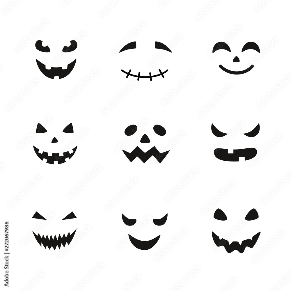 Pumpkin Outline With Eyes And Mouth For Halloween Isolated On pertaining to Pumpkin Eyes And Mouth Printable