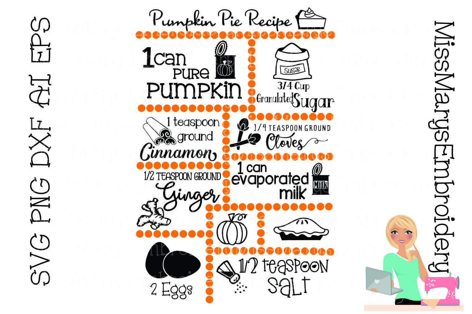 Pumpkin Pie Recipe Svg | Pumpkin Pie Svg | Pumpkin Cut File in Free Printable Pumpkin Pie Recipe