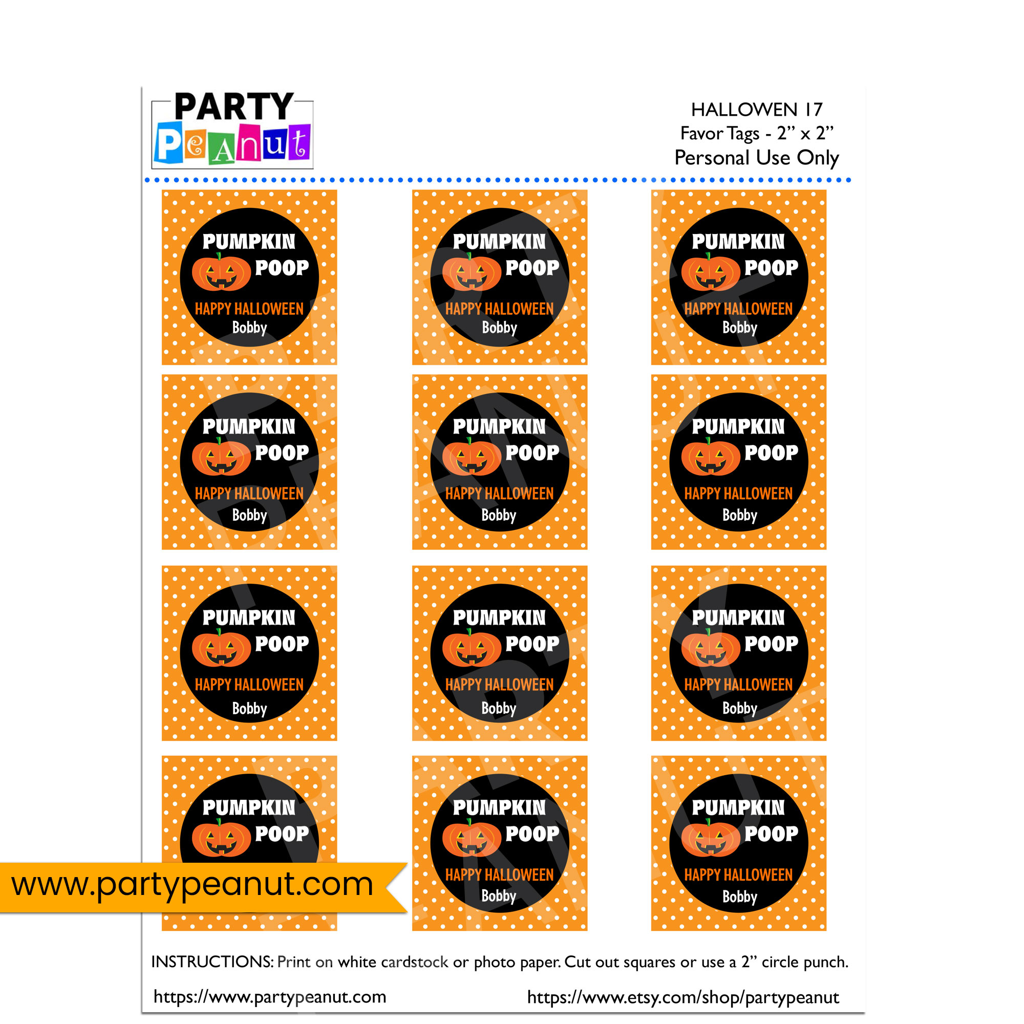 Pumpkin Poop Halloween Party Favor Tags - Party Peanut regarding Free Printable Pumpkin Poop Tags