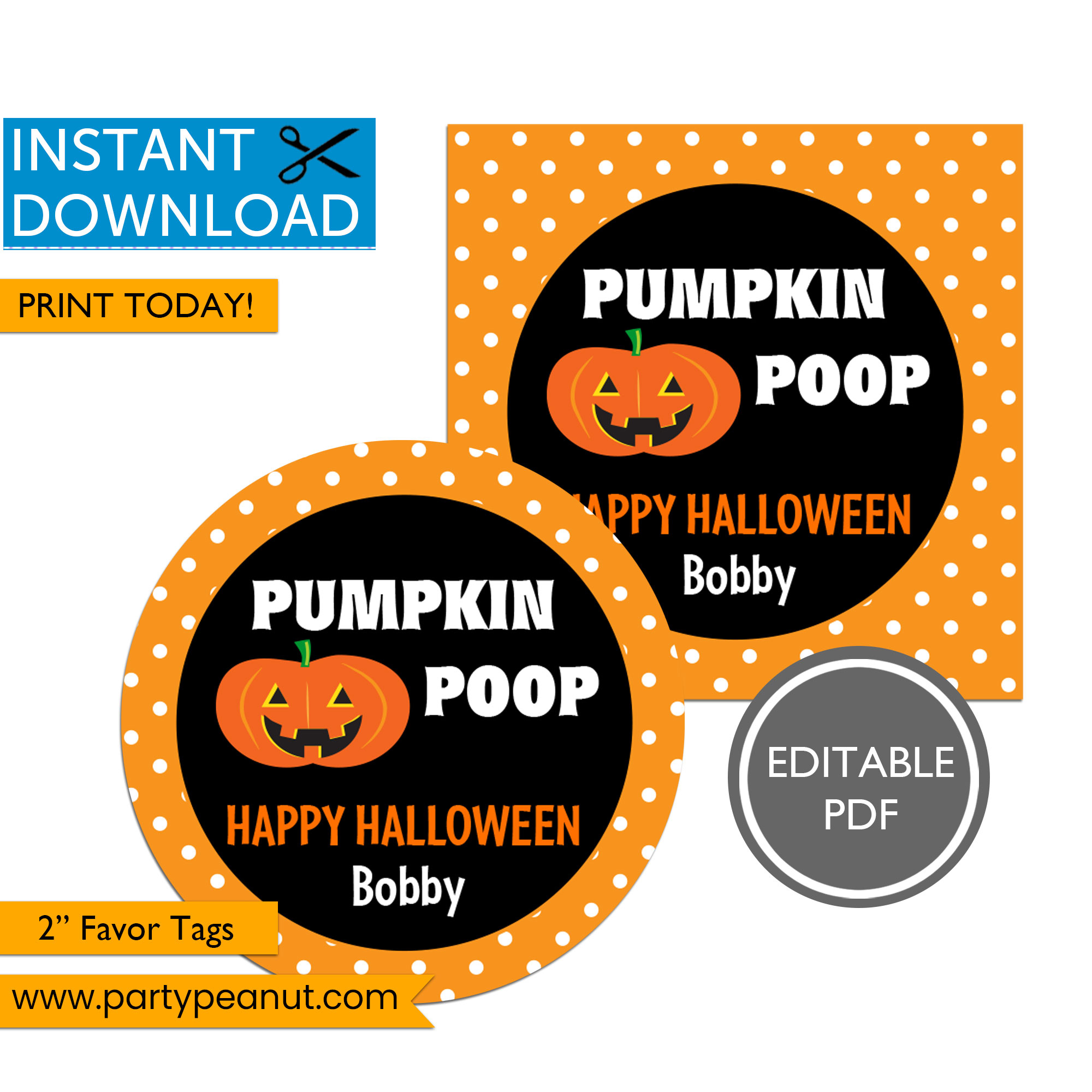 Pumpkin Poop Halloween Party Favor Tags - Party Peanut within Pumpkin Poop Printable Tags