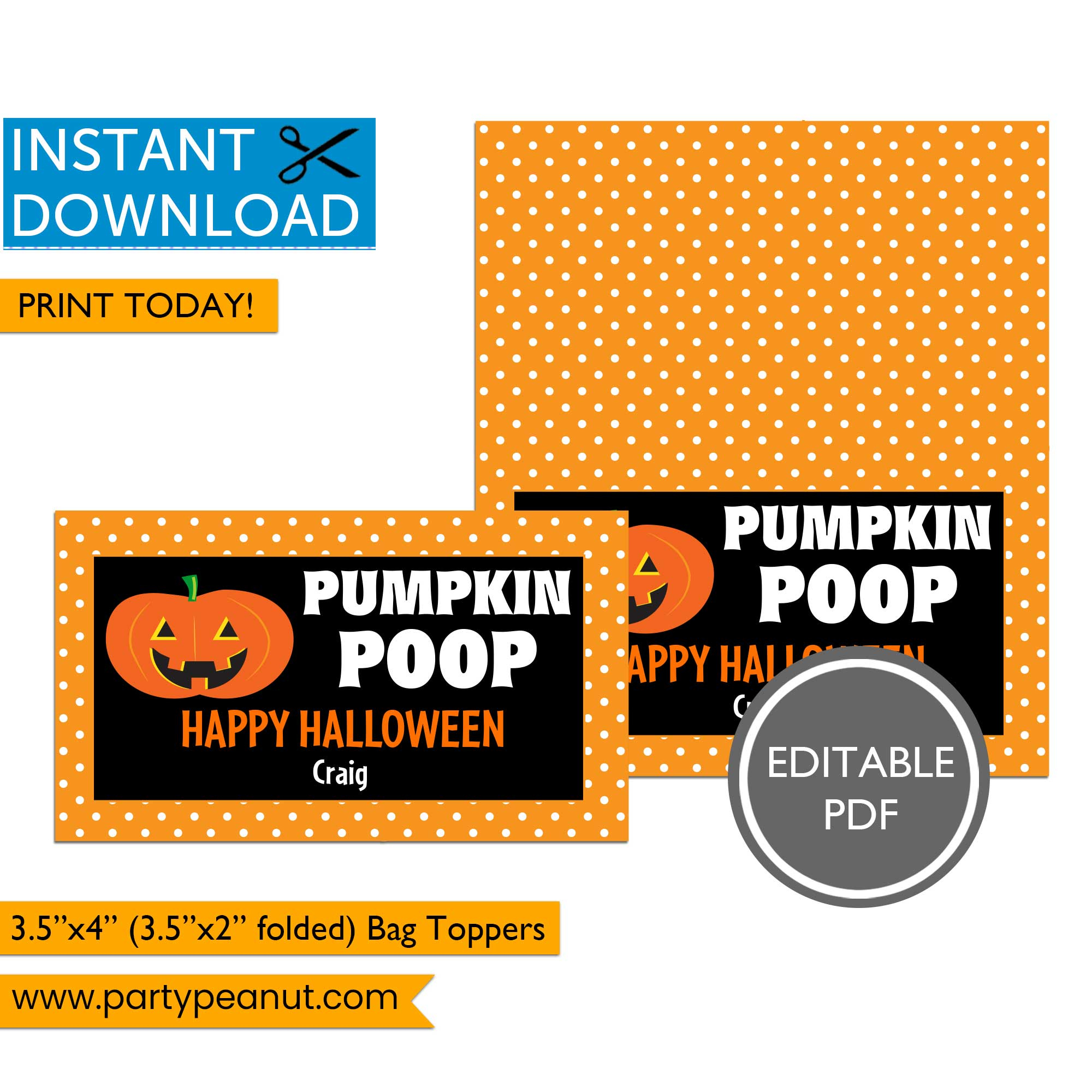 Pumpkin Poop Halloween Toppers - Party Peanut throughout Free Printable Pumpkin Poop Tags