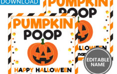 Pumpkin Poop Tag, Editable Halloween Gift Tags, Teacher Halloween throughout Free Printable Pumpkin Poop Tags
