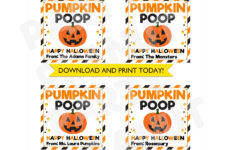 Pumpkin Poop Tag, Kids Halloween Gift, Halloween Treat Tags with Free Printable Pumpkin Poop Tags