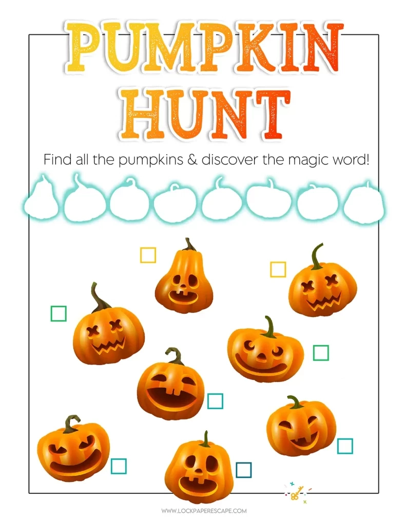 Pumpkin Scavenger Hunt For Kids - Lock Paper Escape throughout Pumpkin Scavenger Hunt Printable