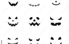 Stock-Vektorgrafik „Collection Of Halloween Pumpkins Carved Faces pertaining to Printable Eyes And Mouth For Pumpkins