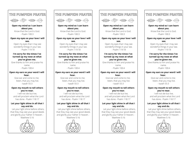 Pumpkin Prayer Printable Free Pumpkin Prayer Printable Free