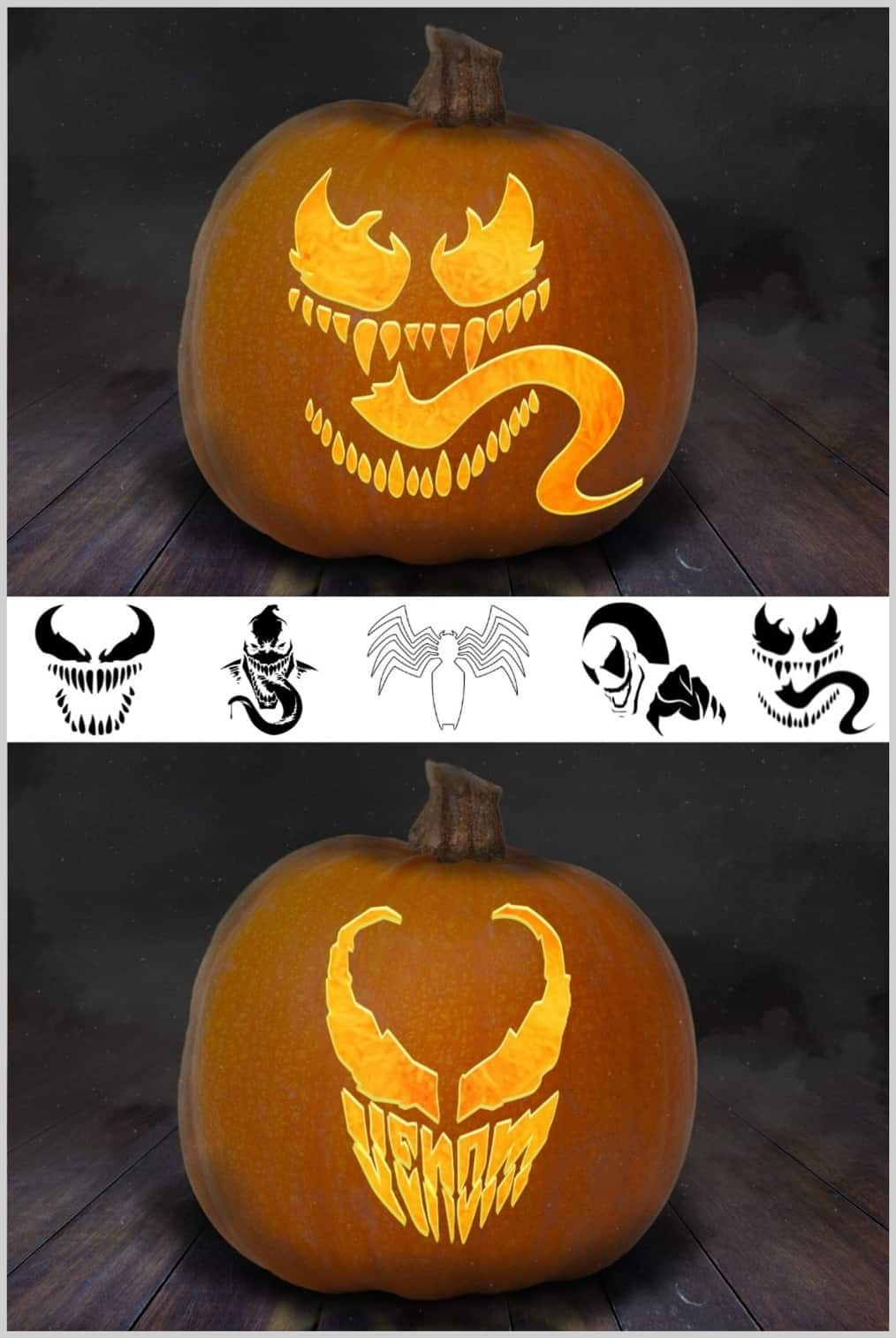 Venom Pumpkin Carving Stencils: 10 Printable Templates in Free Venom Pumpkin Stencil Printable