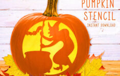 Witch Pumpkin Stencil, Printable Pumpkin Stencil, Jack O' Lantern regarding Witch Pumpkin Templates Printable