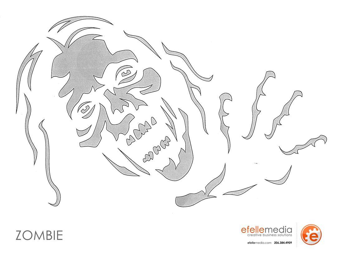 Zombie (Free Pumpkin Stencil - Pumpkin Pattern - Pumpkin Template in Zombie Pumpkin Faces Stencils