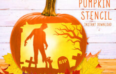 Zombie Pumpkin Stencil, Zombie Printable Stencil, Jack O pertaining to Easy Zombie Pumpkin Stencil